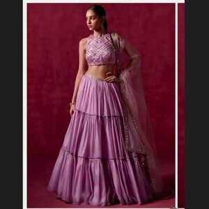 Pink Lavender Embroidered Lehenga